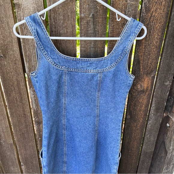 Banana Republic Vintage 90’s Y2K Denim Full Button Down Sleeveless Dress Sz 4 - Picture 4 of 16